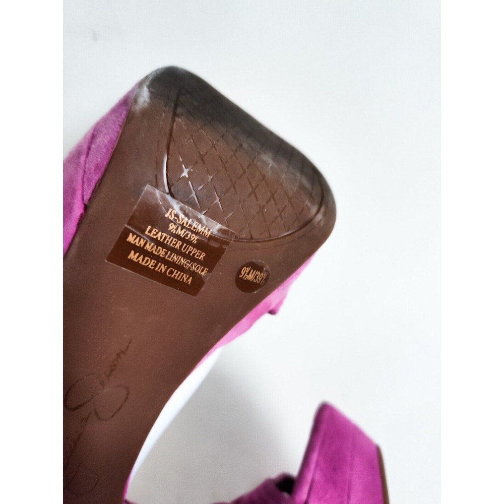 Jessica Simpson Pink Suede Leather Open Toe Platform Ankle Strappy High Heel 9.5 - Picture 10 of 10